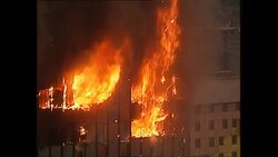 Siege of Sarajevo during Bosnian War - Twin Towers burning News Clip
