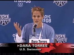 : Dara did it. The 41-year-old will be the oldest woman ever to compete in Olympic swimming after finishing first in the 100-meter freestyle event at the Omaha trials. News Clip