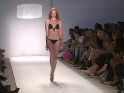 Models walk the runway during the Perfect Tan Bikini swimwear 2012 show Stock Footage