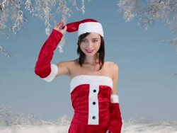 girl in red santa hat dancing Stock Footage