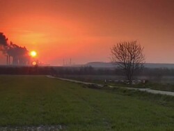 Industry at sunrise (zoom out) Stock Footage