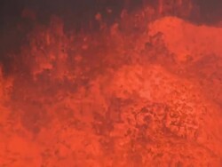 Close up of lava boiling vigorously in volcanic crater, Marum Volcano, Ambrym Island, Vanuatu Stock Footage