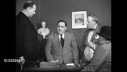 1937: LAGUARDIA CITY HALL: WS City Hall. INT MS Men (possibly politicians) smoking at door. REPRISAL: MS Mayor Fiorello LaGuardia in office w/ men '...give this city a non-political, non-partisan administration.... Like hell it was, I meant it!' NYC Instructional Video