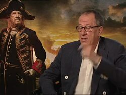 INTERVIEW Geoffrey Rush on the prod designers, cinematographers, visual aesthetics and more at the Pirates of the Caribbean - On Stranger Tides junkets at London England. (Footage by WireImage Video/GettyImages) Stock Footage