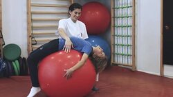 Exercise with large ball Stock Footage
