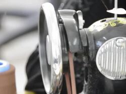 TS hand moving sewing machine wheel Stock Footage