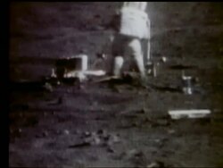 Astronaut working on Moon surface Stock Footage