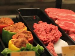 Grocery, meat, deli, shopping, food, cooking Stock Footage