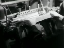 B/W 1934 close up hands of person rebinding book with machine in WPA project / documentary Stock Footage