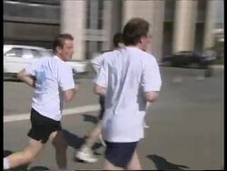 KOSOVO: TOP OFFICIALS RUN MARATHON News Clip