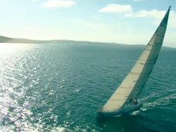 Brokenwood, the 54ft yacht sailed by Sailors with Disabilities in the 2009 Sydney to Hobart Yacht Race. Skippered by David Pescud, Sydney, Australia Stock Footage