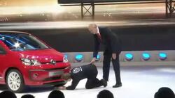 Prankster interrupts VW board member presentation News Clip