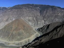 WS PAN Shot of bare mountains and rivers on Tibetan Plateau / Qinghai Province, China Stock Footage