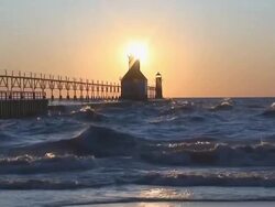 Sun Setting Behind Lighthouse Part 3 Stock Footage