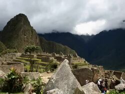 Machu Picchu and rocks timelapse Stock Footage
