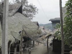 WS PAN huts and village / Xam Neua, Laos Stock Footage