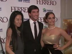 Vera Wang, Evan Lysacek and Diana Lovrin at the Ferrero Chocolates and Evan Lysacek Fashion Event at New York NY.  Stock Footage