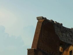Architectural detail of the Colosseum in Rome, Italy Stock Footage