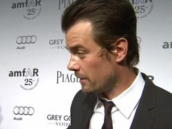 INTERVIEW: Josh Duhamel on what he's most looking forward to at the amfAR's Inspiration Gala at Los Angeles CA.  Stock Footage