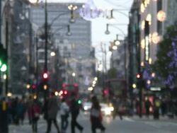 Blurred Winter / Holiday Shoppers Stock Footage