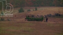 Man on horseback riding through the countryside, 1908 - reenactment. Clip 6 Stock Footage
