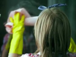 HD: Teenage Girl Cleaning The Window Stock Footage