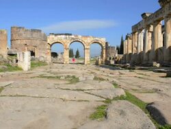 Front gate of Hierapolis Stock Footage