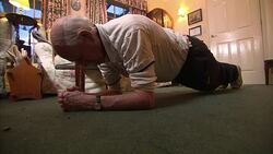 98-year-old man doing exercises at home News Clip