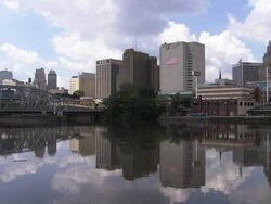 Newark, New Jersey as seen from the Passaic River  Stock Footage