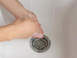 Washing hands with soap Stock Footage