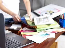 Interior designer working Stock Footage