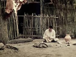 Primitive man, age of the neolithic. Stock Footage