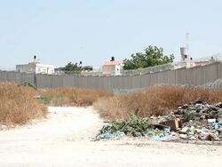 ATMOSPHERE: Israels Separation Barrier at Baqa Al Gharbiya on June 07, 2012 in Baqa Al Gharbiya, Israel (Footage by Getty Images) Stock Footage