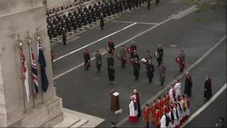 Queen Elizabeth II honored fallen soldiers from Britain and the Commonwealth Sunday in a dignified ceremony at the heart of central London. This year marks the 100th anniversary of the start of World War I. (Nov. 9) News Clip