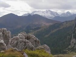Mt Marmolada in the Dolomites PAN Stock Footage