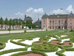 WS View of castle gardens / Schwetzingen, Baden-Wuerttemberg, Germany Stock Footage