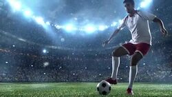 Snow: Soccer player makes a dribbling Stock Footage