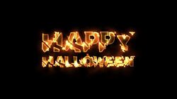 Happy Halloween Text on Fire Stock Footage