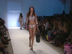 Models walk the runway during the Zingara swimwear 2012 show Stock Footage