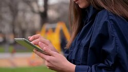 Girl with digital tablet Stock Footage
