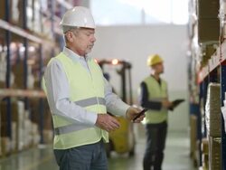 Warehouse Employee Scans Codes With Smartphone Stock Footage