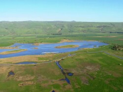Aerial Hula Lake in the Upper Galilee, Israel, Hula valley, Israel Stock Footage