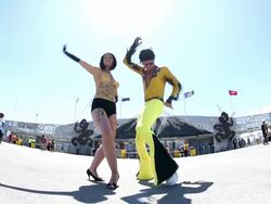 Fans Arrive In Fancy Dress For Rugby Sevens In Wel Stock Footage