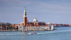 Basilica San Giorgio Maggiore in Venice, Italy. Stock Footage