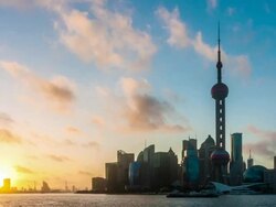 shanghai with sunset Stock Footage