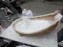 MS Street trader making glutinous rice balls for Lantern Festival in street market / xi'an, shaanxi, china Stock Footage