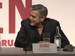 INTERVIEW - George Clooney on choosing films and working on small budgets at 'The Monuments Men' Press Conference at National Gallery, on 2014-02-11 in London, UK. Stock Footage