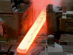 CU View of steelworks in rolling mill at Hoesch-Schwerte / Schwerte, Rhineland-Palatinate, Germany Stock Footage