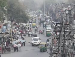 WS View of city street / Delhi, Delhi , India Stock Footage