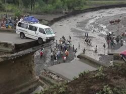 Collapsed bridge Stock Footage